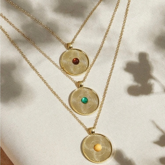 Exotic Coin Jewel Layered Gold Necklace - Picture 14 of 15